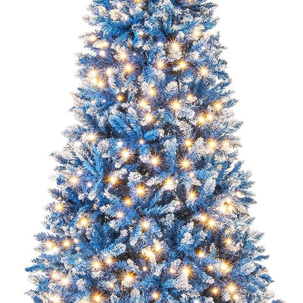 Dreamade Blue Hinged Xmas Tree with Frosted PVC Branch Tips & Warm White LED Lights