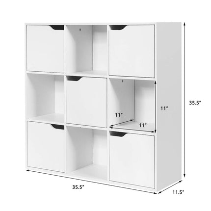 Dreamade 9-Cube Storage Organizer, Storage Cabinet with 4 Open Cubes and 5 Cabinets