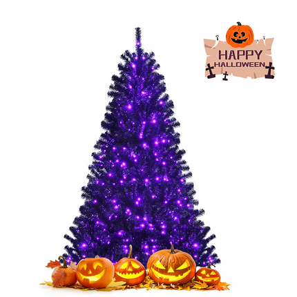 Dreamade Halloween Tree, Hinged Artificial Christmas Tree Metal Stand, Perfect Halloween Decoration for Holiday Festival Parties - DreamadeUS