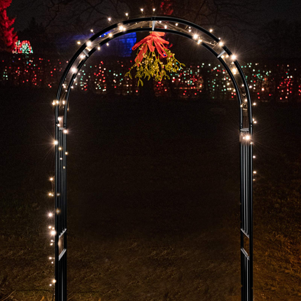 Dreamade 7.2Ft Garden Arch, Outdoor Steel Arbor w/Stakes