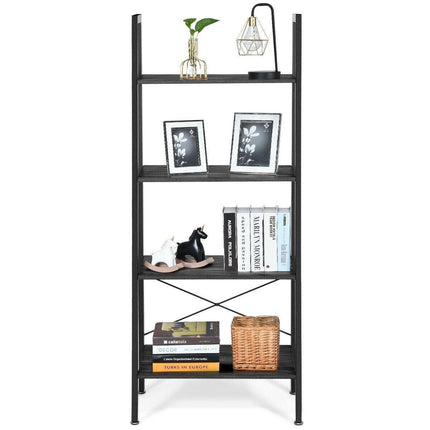 Ladder Shelf 4-Tier Industrial Bookshelf Storage Rack - Dreamadeus