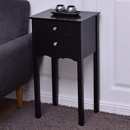 Dreamade End Table w/ 2 Drawers Side Table Nightstand Multi-Purpose Accent Table Living Room Bedroom Home Furniture