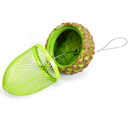 Dreamade Metal Acorn Bird Feeder, Outdoor Hanging Food Dispenser with Stainless Steel Wire and Iron Grid