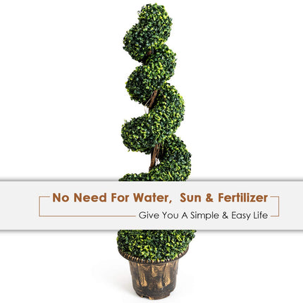 4 Ft Artificial Boxwood Spiral Tree, Fake Greenery Plants - DreamadeUS