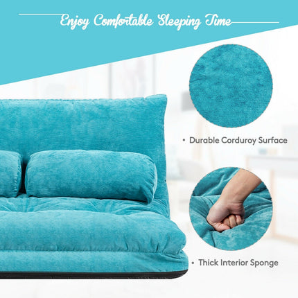 Adjustable Floor Sofa Couch with 2 Pillows, Multi-Functional 6-Position Foldable Lazy Sofa Sleeper Bed - Dreamadeus