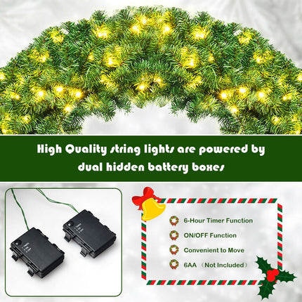 48" Pre-lit Cordless Artificial Christmas Wreath - DreamadeUS