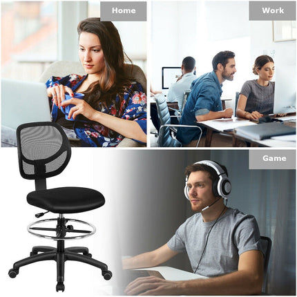 Mesh Drafting Chair with Standing Desk Chair w/Footrest Ring