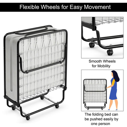 Rollaway Folding Bed with 4 Inch Mattress