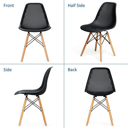 Dreamade Set of 2 or 4 Modern Dining Chairs, Shell PP Lounge Side Chairs w/ Mesh Design - Dreamadeus