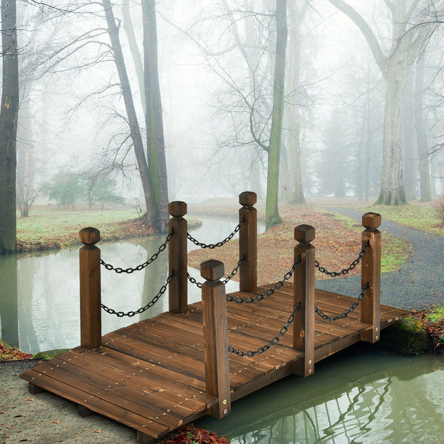 Dreamade 5 ft Wooden Garden Bridge