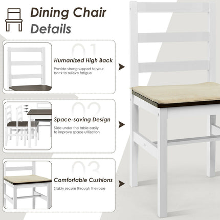 Dreamade 5-Piece Dining Table Set, Rectangular Kitchen Table and Chairs Set (Walnut+White)