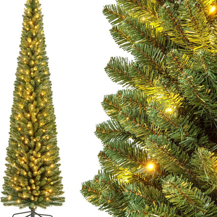 Dreamade Pre-Lit Slim Pencil Christmas Tree Slender Holiday Tree for Home Office Decoration