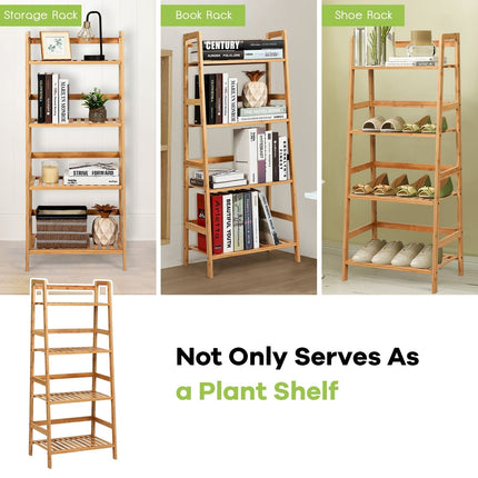 4-Tier Ladder Shelf Plant Stand, Bamboo Flower Pots Holder Display Rack - Dreamadeus