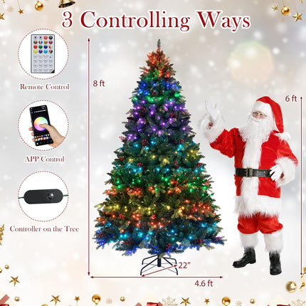 Dreamade Smart Pre-Lit Artificial Christmas Tree with Remote Control APP-Controlled Multicolored RGB Lights