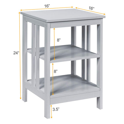 Dreamade Nightstand 3-Tier Sofa Side Table W/Reinforced Bars and Stable Structure