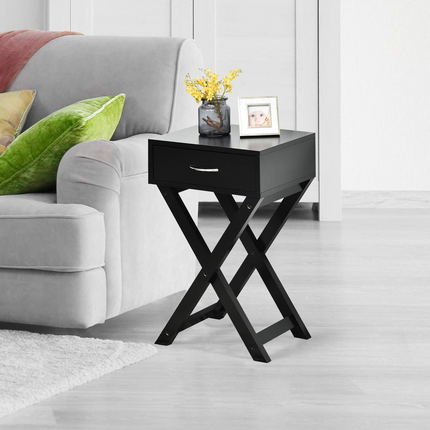 Dreamade Nightstand with Drawer X-Shaped Design Sofa Side Table