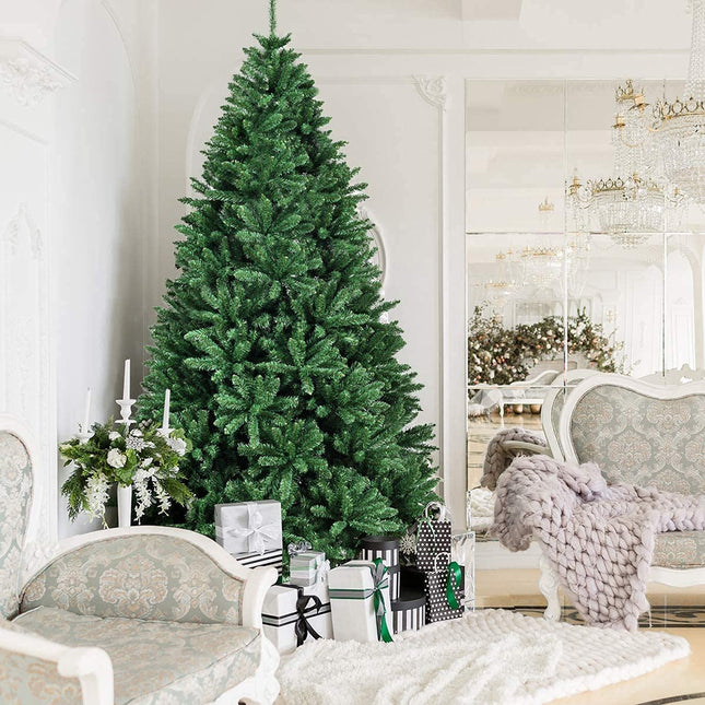 Artificial Douglas Christmas Tree, 7.5 Unlit Hinged Pine Tree with 2254 Branch Tips and Solid Metal Stand - DreamadeUS