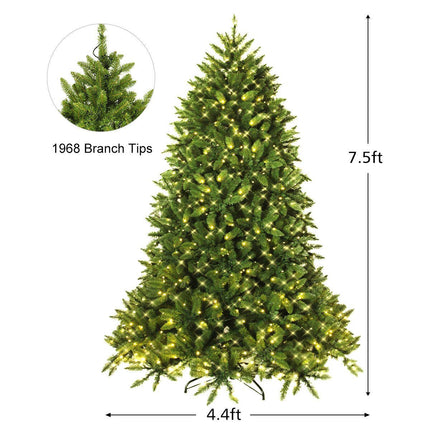 7.5ft Prelit Christmas Tree, Premium Hinged Artificial Fir Tree - DreamadeUS