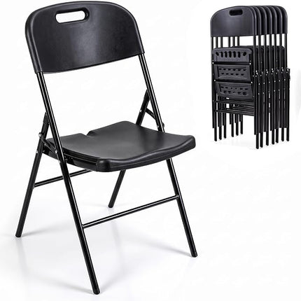 Dreamade Folding Plastic Chairs 4 Pack w/HDPE Backrest & Seat, White | Stackable Portable Seating w/ Steel Frame