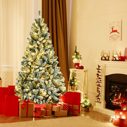Dreamade Snow Flocked Christmas Tree, Artificial Hinged Xmas Tree - DreamadeUS