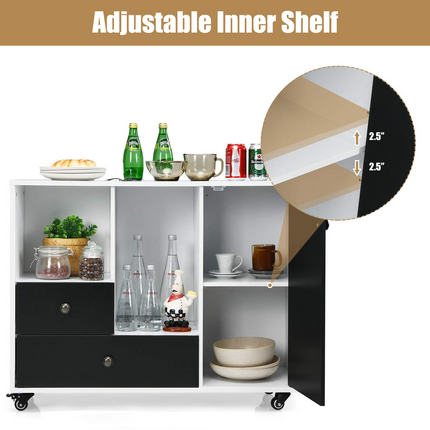 Dreamade Lateral File Cabinet 2 Drawer Printer Stand, Rolling Storage Office Cabinet with Lockable Wheels