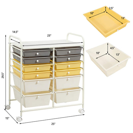 Dreamade 12 Drawer Rolling Storage Cart Tools Scrapbook Paper Office School Organizer