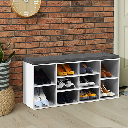 Dreamade Shoe Storage Bench with Cushion, Entryway Shoe Rack Bench