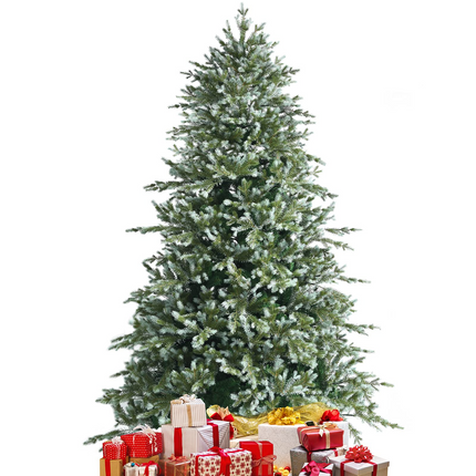 Dreamade 8ft Artificial Christmas Tree, Unlit Hinged Xmas Spruce Tree w/ 1658 Mixed PE & PVC Branch Tips - DreamadeUS