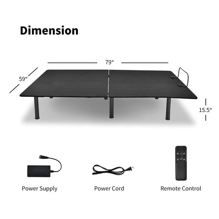 Dreamade Adjustable Bed Base, Electric Adjustable Bed Frame w/ Wireless Remote