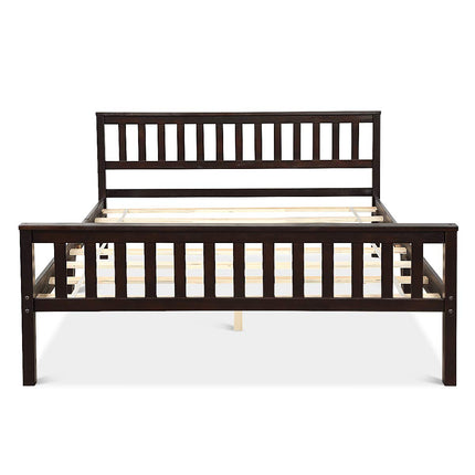 Dreamade Queen Size Wood Slats Great Support with Six Legs, No Box Spring Needed, Antique Espresso