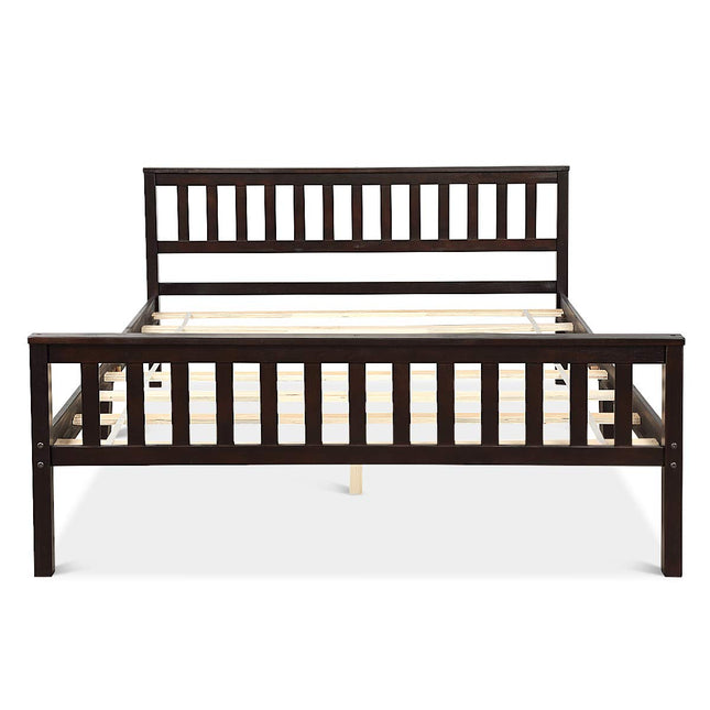 Dreamade Queen Size Wood Slats Great Support with Six Legs, No Box Spring Needed, Antique Espresso