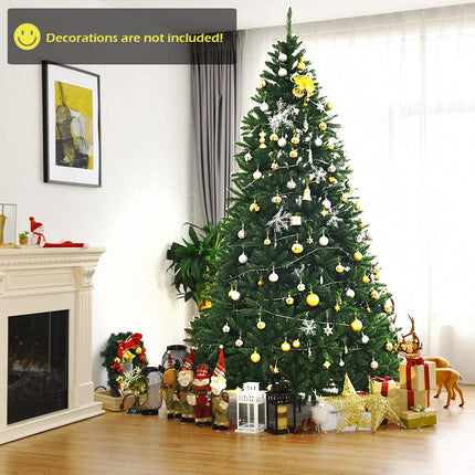 9ft Artificial Douglas Christmas Tree, Unlit Hinged Pine Tree, with 3594 Branch Tips and Solid Metal Stand - DreamadeUS