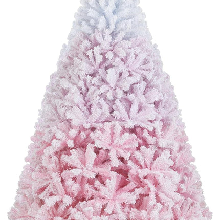 Dreamade Pink Gradient & White Snow Flocked Christmas Tree | Home Office Decoration