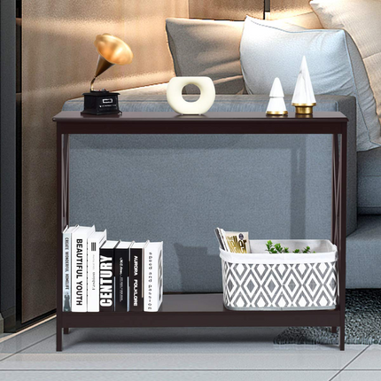 Dreamade Console Table 2-Tier with Storage Shelf,X-Design Bookshelf