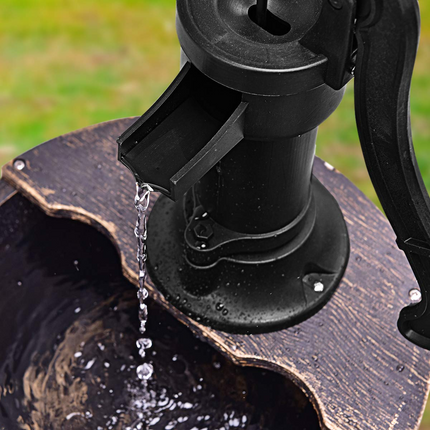 Dreamade 2-Tier Rustic Barrel Waterfall Fountain with Pump