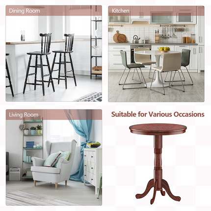Dreamade 5 Pcs Pub Table Set, Wooden Pub Pedestal Side Table w/Stable Base
