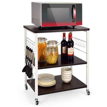 Dreamade Kitchen Baker's Rack 3-Tier Microwave Cart on Wheels