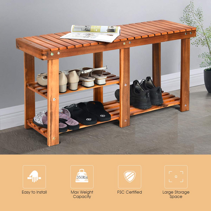 Dreamade 2-Tier Shoe Bench Entryway Shoe Rack with Seat