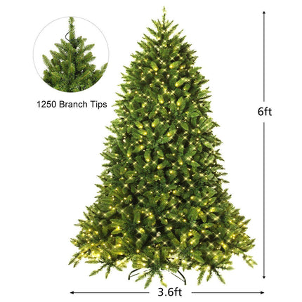 6ft Prelit Christmas Tree, Premium Hinged Artificial Fir Tree - DreamadeUS