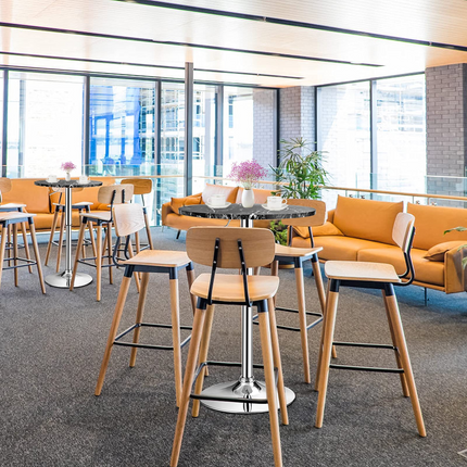 Dreamade Round Pub Table Height Adjustable, 360 Degree Swivel Cocktail Pub Table, Office Bar Table