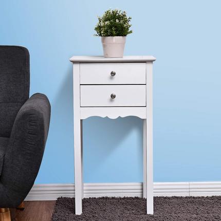Dreamade End Table w/ 2 Drawers Side Table Nightstand Multi-Purpose Accent Table Living Room Bedroom Home Furniture