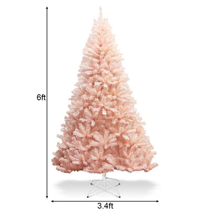 Artificial Pink Christmas Tree, 6ft/7ft Premium Unlit Hinged Spruce Full Tree - DreamadeUS