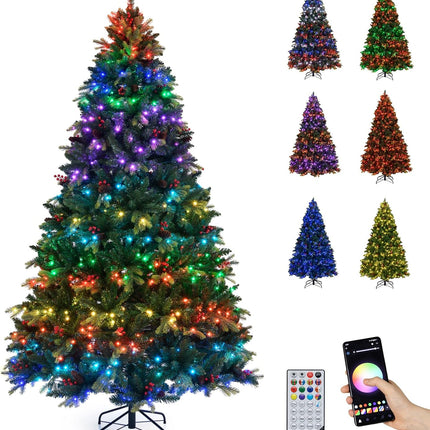 Dreamade Smart Pre-Lit Artificial Christmas Tree with Remote Control APP-Controlled Multicolored RGB Lights