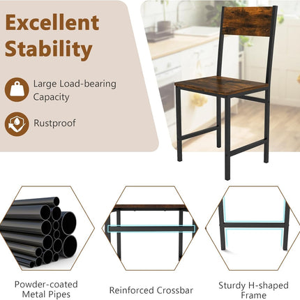 Dreamade Dining Chairs Set, Industrial Kitchen Chairs with Metal Legs, Slanted Back