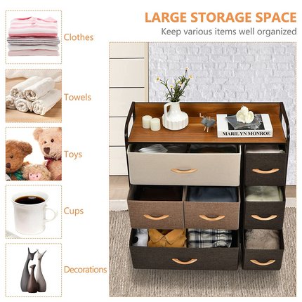 Dreamade 7 Drawer Dresser Storage Tower with Fold-able Fabric Drawers