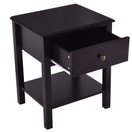 Dreamade Nightstand W/Drawer and Shelf, Stable Frame Storage Cabinet