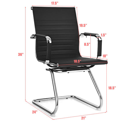 Dreamade Conference Chair Set of 4 Heavy Duty PU Leather W/Protective Arm Sleeves