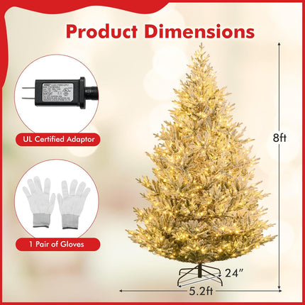 Dreamade 6FT / 7FT / 8FT Pre-Lit Snow Flocked Christmas Tree | Holiday Home Office Decoration