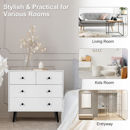 Dreamade 4 Drawer Chest Dresser w/Spacious Drawers & Metal Handles