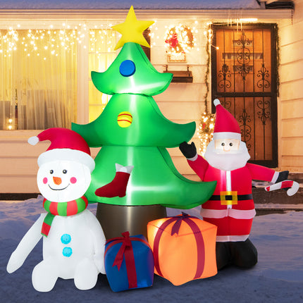 DREAMADE 6.5FT Inflatable Christmas Decoration, Self Inflating Christmas Tree w/Santa Claus
